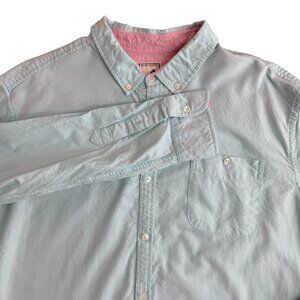 Colours‎ Alexander Julian XXL Organic Cotton Button Up Shirt Aqua Blue Preppy